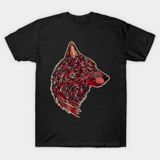 Wolf side profile design #4 - red version T-Shirt